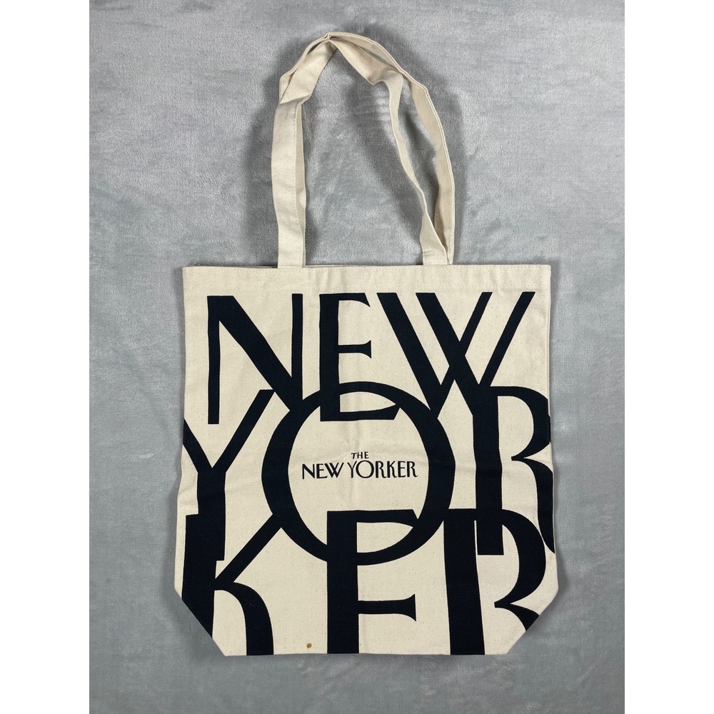 The New Yorker Tote Bag Canvas Book Bag Large Black White Graphic Reusable